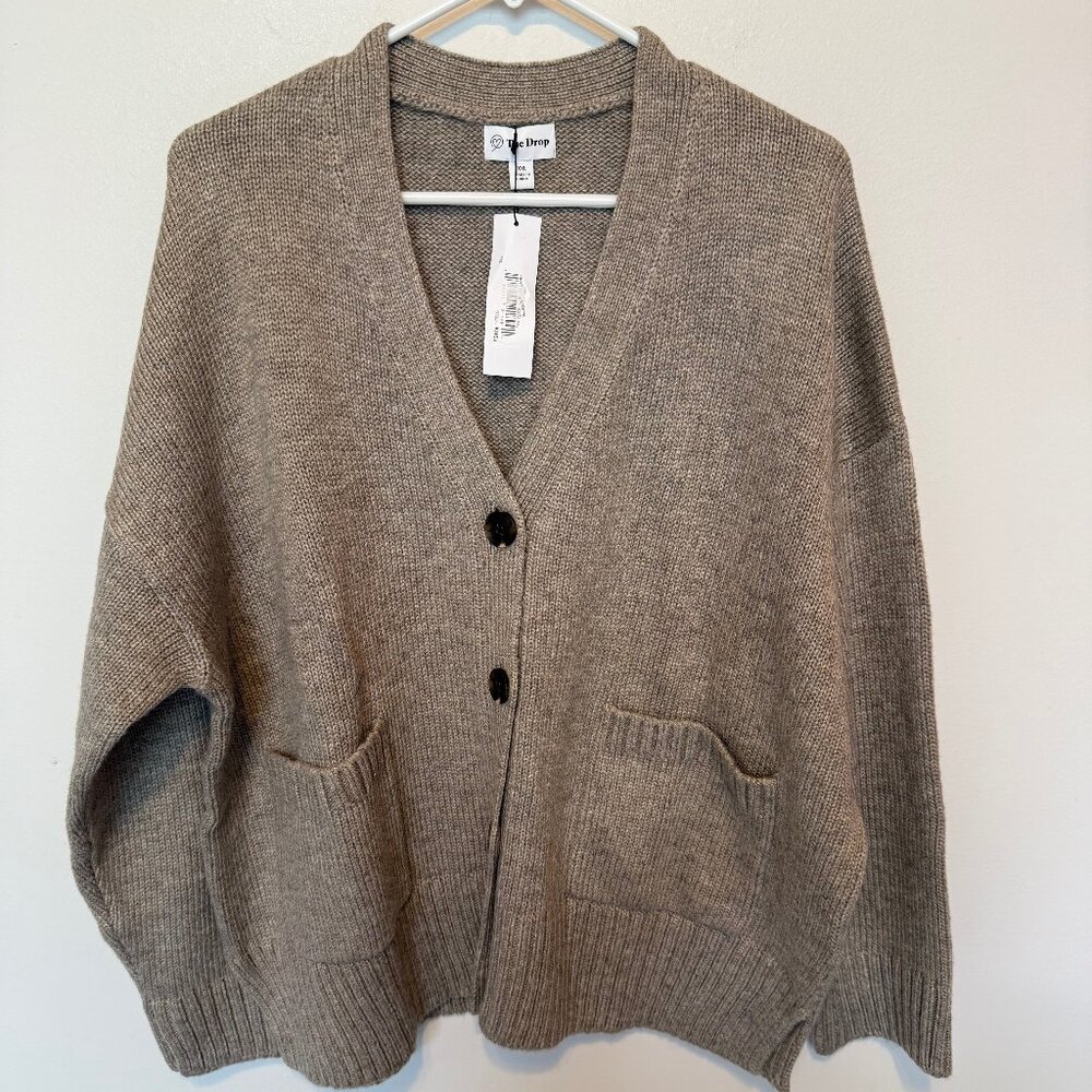 NWT The Drop Heather Mushroom V-Neck Cardigan Sweater